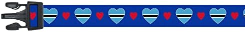  Dog Collar | I Love Botswana | Hearts | Great For National Holidays, Special Events, Festivals, Parades | Made In USA | XSmall Small Medium Large XLarge
