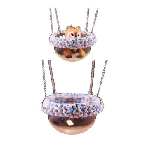  Hamster Nest Swing Cradle Squirrel Rabbit Sugar Glider Parrots Birds Rats Other Small Pets Supplies (Cotton Candy Space Hood M)