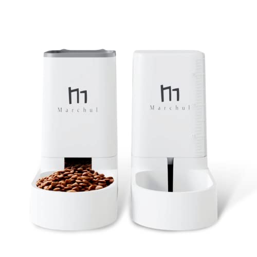  Marchul Cat Dog Feeder And Waterer Pet Self-Dispensing, Cat Food Dispenser, Automatic Cat Feeders, Outdoor Sun Protection Design Gravity Food Feeder And Waterer Set (Feeder+Waterer)