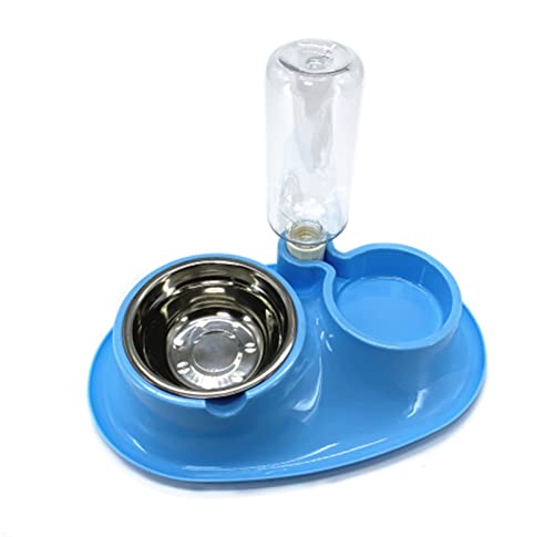  AYENCI Cat Automatic Water, Double Use Pet Feeder System With Water Bottle Cat Bowl Dog Bowl For Pet Feeding (Color : Blue)