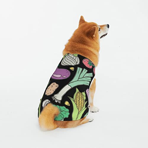  Cotton Pet Shirts Vegetables-Food-Doodle Puppy Costumes Dog Cat Pajamas Soft Dog Onesies Pet Jumpsuits 5X-Large