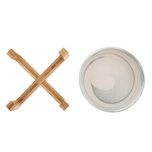  Balacoo Pet Food Bowl Ceramic Water Bowl Ceramic Cat Bowl With Raised Wood Stand Pet Feeding Bowl Kitten Dishes Cat Anti- Skid Water Feeder For Cats Small Dogs Grey Bunny Feeder