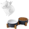  Y YHY 40oz Cat Treat Cookie Jar & 24oz Ceramic Dog And Cat Bowl Set