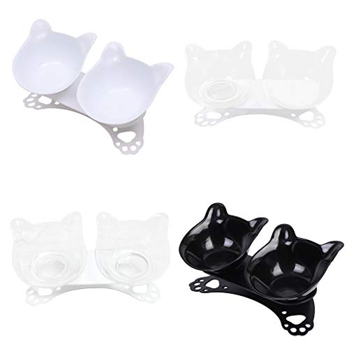  SOFEA Cat Necklace Storage Necklace Storage Necklace StorageDog Double Bowls With Raised Stand Pet Food Water Feeder 15° Tilted Container