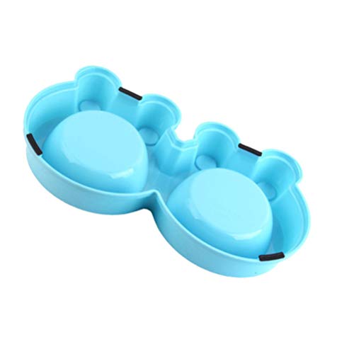  POPETPOP Stainless Steel Cat Bowls Stainless Steel Cat Bowl Pet Double Bowls Frog Shape Dog Cat Food Bowl Stainless Steel Dishes For Cat Dog Kitten Pet Supplies (Blue,) 2pcs Stainless Steel Cat Bowl