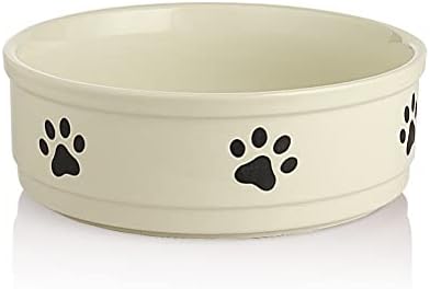 Sweejar Ceramic Dog Bowls With Bone Pattern, Dog Food Dish For Small Dogs, Porcelain Pet Bowl For Water 16 Fl Oz (Gray)