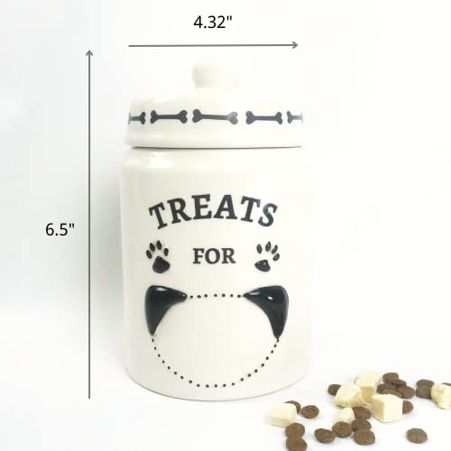  EassyHoo Airtight Dog Treat Container, Ceramic Dog Treat Jar With Lid, 4.2" Round X 6.5" Tall White Dog Treat Canister, Large Dog Cookie Jar For Dogs, Pet Treat Container Airtight, Dog Treat Jars For Pets