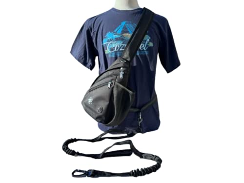  Talk To The Paw Dog Walking Bag - Training Treat Pouch - Poop Bag Dispenser - Dog Treat Bag With Hands Free Leash (Black)