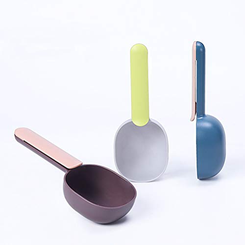  TEHAUX Pet Water Dispenser -5pcs Convenient Pet Dog Cat Food Shovel Scoop Useful Feeder Tool Small Pet Dog Cat Supplies (Gray Green, White Blue, White Gray, Blue Pink, Coffee Pink Each 1PC)