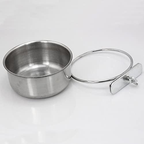  NOGRAX 2pcs Case Macaw, Bowl Conure Steel Feeder Cage Bowls Animals- & Clamp Birds M Foraging Parakeet Bird Hanging Cup Dish Cockatiel, Stainless Chinchilla, Feeder (Color : Silverx3pcs, Size : Sx3p