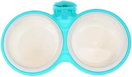  Pet Bowl 1PC Hanging Pet Double Bowls Pet Water Food Feeder Feeding Bowl For Cat Dog Cage- Size L (Greenish Blue)