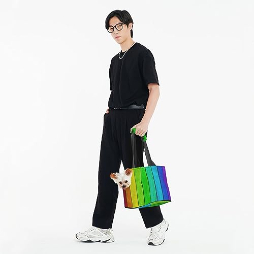  Mqgmz Rainbow Colored Wood Background Print Pet Carrier Tote Bag With Pocket Safety - Amazing Design
