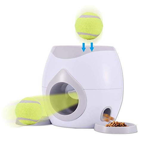  Newooh Automatic Pet Feeders, Food Dispenser For Dog Cat Small Animals, Fetch Tennis Ball Launcher Dog Training Toys, Interactive Throwing Ball Machine
