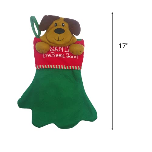  Jumbo Red And Green Felt Christmas Stocking For Dogs, Santa I've Been Good, Cute Funny Xmas Decorations For Fireplaces, Mantels, Walls, And More, 17 Inches