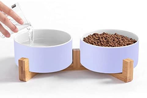  A4DOG Dog Bowl, Small Dog For Food And Water Elevated Ceramic Dog Bowls With Stand Raised Dog Cat Bowl Set Splash Proof Dog Water Bowl Dog Feeding Station For Small Medium Dog, Cat, Puppy Green