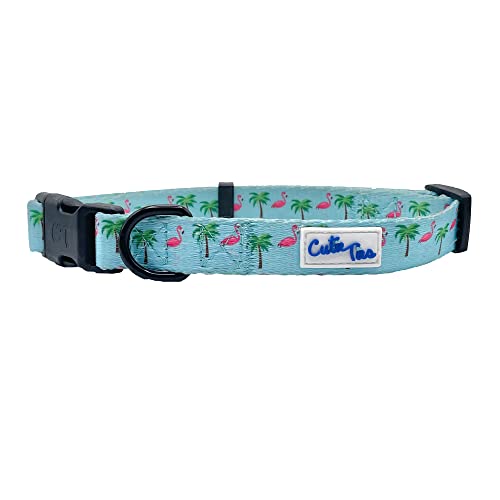  CUTIE TIES Dog Collar Flamingos– Durable Nylon Material - Premium Quality Collars For Dogs - Fancy Collars - Cute Dog Collars In Three Sizes (Flamingos, Large (16" - 26"))
