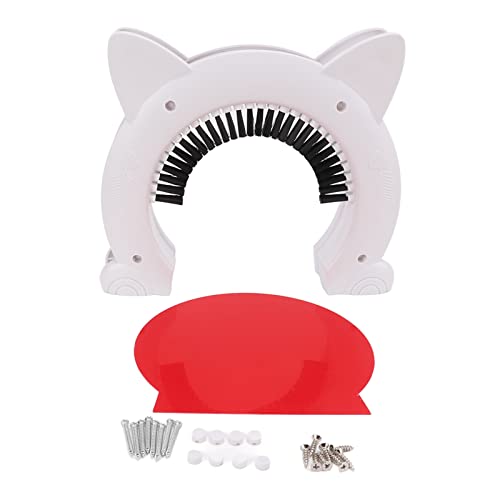  Cyrank Interior Cat Door, Pet Doors For Cats Cat Door Hides Litter Tray With Stainless Steel Grooming Brush For Cats - 22.5x26.5x5.5cm(White)