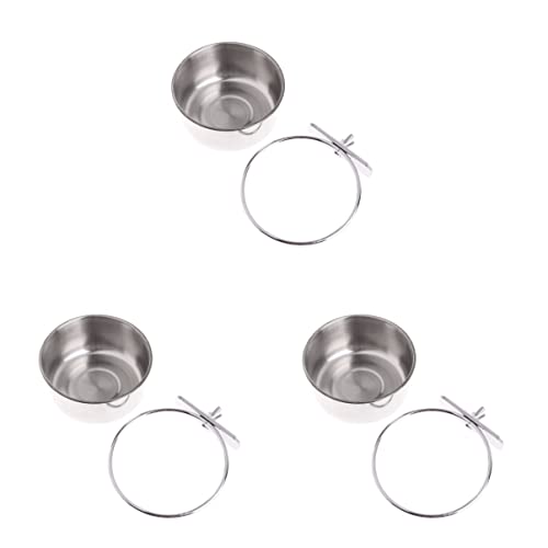  NOGRAX 2pcs Case Macaw, Bowl Conure Steel Feeder Cage Bowls Animals- & Clamp Birds M Foraging Parakeet Bird Hanging Cup Dish Cockatiel, Stainless Chinchilla, Feeder (Color : Silverx3pcs, Size : Sx3p