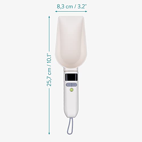  Navaris Digital Food Measuring Scoop - Electronic Scale Spoon For Kitchen, Dog Food, Cat Food, Pet Food - 250 Ml / 250 G / 8.5 Oz Cup USB Rechargeable