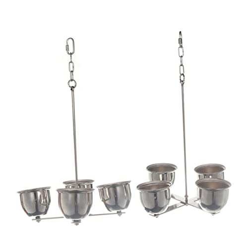  POPETPOP Parrot Food Parrot Food Pet Feeder Parrot Food Cups Stainless Steel Cups For Feeding Pet Pet Dog Squirrel Cat Food Bowl Silver Water Feeding Cups Cockatiel Food