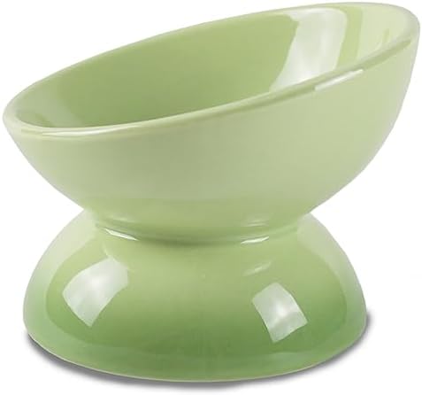  Ceramic Raised Cat Bowl, 15° Tilted Elevated Cat Food Or Water Bowl For Cats And Small Dogs, Anti-Vomiting Cat Dish Stress Free Cat Feeder, Pink