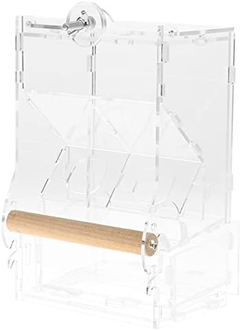  Bird Food Feeder Acrylic Transparent Pet Seeds Automatic Food Feeder Cage Toy (Size : L Single)
