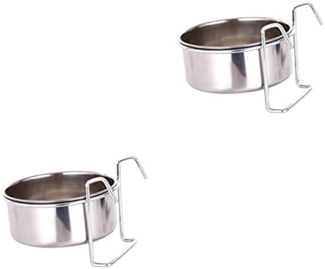  2 Sets Stainless Steel Hanging Bowl Bunny Water Bowl Birdcage Bird Feeder Stainless Steel Pet Tableware Bird Water Feeder Bird Cage Water Bowl Hanging Pet Bowl Small Bird Feeder