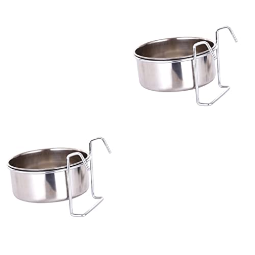 2 Sets Stainless Steel Hanging Bowl Bunny Water Bowl Birdcage Bird Feeder Stainless Steel Pet Tableware Bird Water Feeder Bird Cage Water Bowl Hanging Pet Bowl Small Bird Feeder