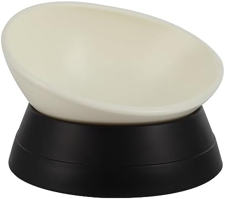 JWPC Bulldog Bowl Anti-Slip Dog Cat Dish Detachable Rubber Dog Bowl Pet Sterile Tilted Pet Feeder Slope Base (White, 2 Cup (Small/Medium Dog))