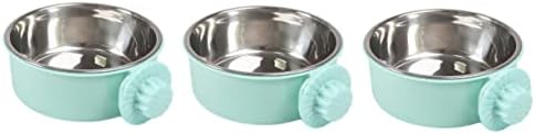  The Birdcage 3pcs Stainless Steel Pet Bowls Pet Feeder Bird Cage Food Water Dispenser Birds Food Dish Feeding Bowl Birdcage Green The Cat Food Pet Bowl Birdcage