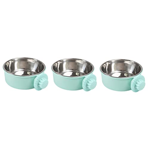  The Birdcage 3pcs Stainless Steel Pet Bowls Pet Feeder Bird Cage Food Water Dispenser Birds Food Dish Feeding Bowl Birdcage Green The Cat Food Pet Bowl Birdcage