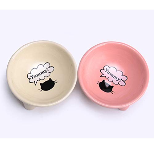  Cat Bowls Pet Bowl Pet Table Ceramic Bowl Dogs Cat Food Bowl Small Pet Dish On Stand Dog Food And Water Bowls (White) Cat Bowl