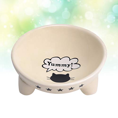  Cat Bowls Pet Bowl Pet Table Ceramic Bowl Dogs Cat Food Bowl Small Pet Dish On Stand Dog Food And Water Bowls (White) Cat Bowl