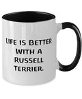 GENERIC Funny Russell Terrier Dog Gifts, Life Is Better With A Russell, Birthday Two Tone 11oz Mug For Russell Terrier Dog From Friends, Dog Toys, Dog Collars, Dog Beds, Dog Food, Dog Treats
