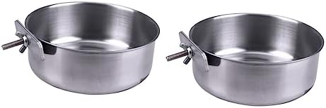  POPETPOP 3pcs Pet Hanging Food Bowl Stainless Steel Coop Cups Parrot Dish Dispenser Bowl For Parrot Bird Feeding Bowl Silver Food Box Feed Water Dog Water Bowls Bowl For Birds Bird Dish Cup