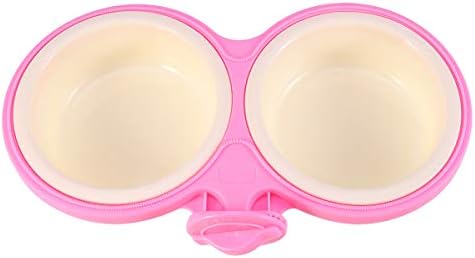  POPETPOP Dog Crate Feeder-Durable Pet Bowls Hanging Water Bowl For Dog Cage Cat Double Bowls Coop Cup Feeder-Pink