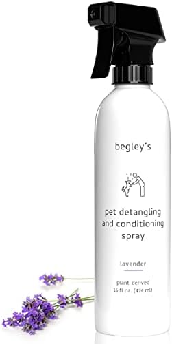  Begley's Natural Pet Detangling Spray - Premium Essential Oil Scented Detangler Spray For Dogs, Puppies & Cats - Dog Leave In Conditioner Spray - Dematting Spray For Dogs & Pets - 16 Oz, Baby Powder