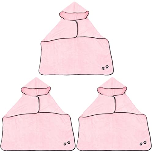 3pcs Super Kitten Supplies Size Bath Animal Cleaning Absorbent Fleece Puppy Accessories Quick Wear Dog Shower Easy L Robe Coral Cat Robes Drying - Pink Small Microfibre Dry
