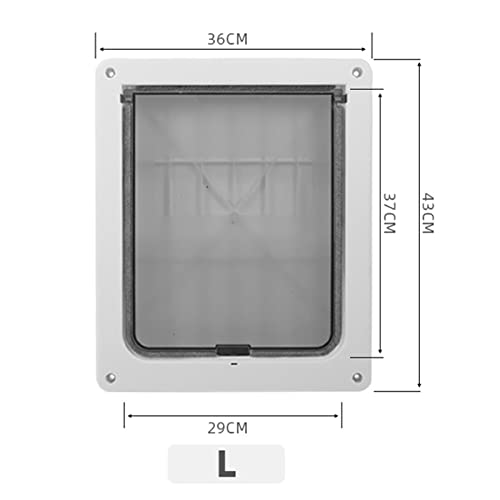  Cat Door, Pet Flap Door Guard Food Screw Fixing Glossy Automatic Closing Controllable Access For Dog Holes For Cat Holes (L)