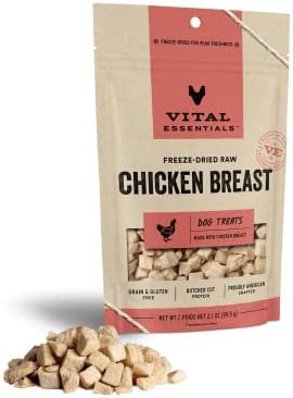  Vital Essentials Freeze Dried Dog Treats, Raw Chicken Hearts Treats For Dogs 3.75 Oz