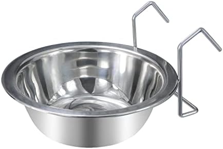  Wontee Pet Bowl Stainless Steel Hanging Food Water Bowls Bird Cage Feeder For Birds, Parrots, Small Sized Dogs And Cats (S+M+L)