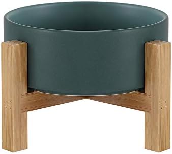  Ceramic Elevated Raised Cat Bowl With Wood Stand No Spill Pet Food Water Feeder Cats Small Dogs