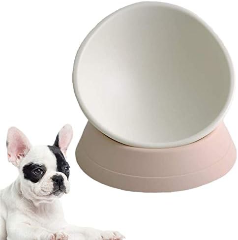  Umysky French Bulldog Food Bowl- Slanted Tilted Pug Food Water Bowl,Cat Bowl- Feeder For Frenchie/Shih Tzu/Flat Faced Small Dogs/Puppies/Cats(Grey