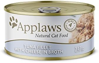  Applaws Natural Wet Cat Food, 24 Pack, Limited Ingredient Food For Cats, Chicken Breast With Cheese In Broth, 2.47oz Cans