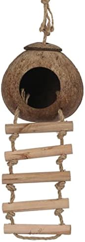  GAMIRA Pet Nest Coconut Shell Bird House Tiger Skin Pearl Bird Parrot Nest Nest Warm Anti-bite Bird Nest (Color : Black)