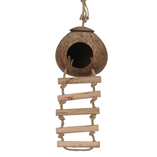  GAMIRA Pet Nest Coconut Shell Bird House Tiger Skin Pearl Bird Parrot Nest Nest Warm Anti-bite Bird Nest (Color : Black)