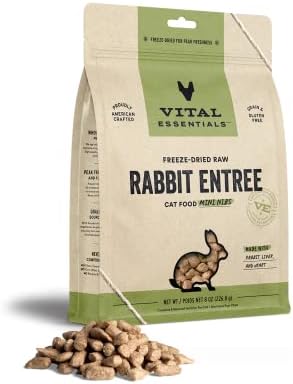  Vital Essentials Freeze Dried Cat Food, Beef & Chicken Mini Nibs 8 Oz
