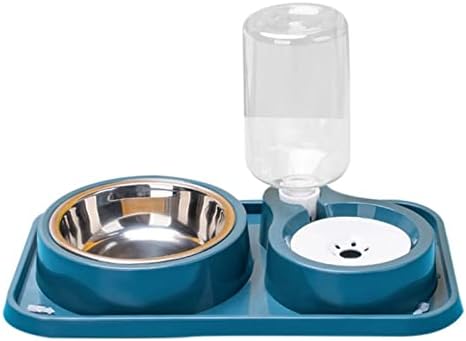  AYENCI Cat Automatic Water, Dog Cat Food Bowl Automatic Feeder With Water Dispenser Dog Drinking Bottle Pet Food Container Detachable Stainless Steel Bowl (Color : QG)