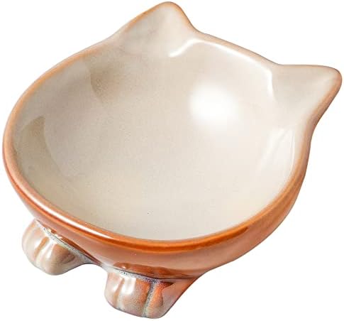  Nihow Ceramic Basic Cat Bowls: 6.25 Inch Cat Bowl For Food & Water - Food Grade Cat Dish For Large-Sized Cat/Medium-Sized Dog - Microwave & Dishwasher Safe -Elegant Blue & Black (8.5 OZ /1 PC)