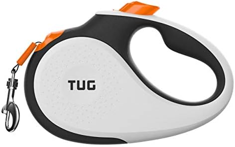  TUG 360° Tangle-Free Retractable Dog Leash With Anti-Slip Handle | 16 Ft Strong Nylon Tape| One-Handed Brake, Pause, Lock (Medium, Grey)